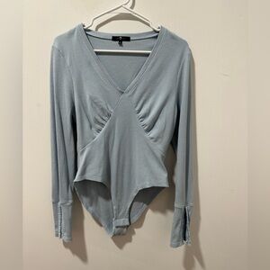 7 For All Mankind; size L, light blue v neck bodysuit
